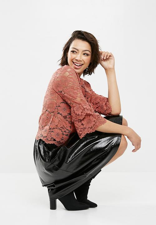 New Look - Corded lace double tier sleeve top - pink 