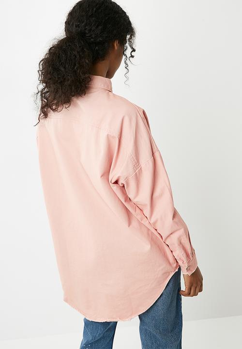 Missguided - Oversized washed denim shirt - pink 