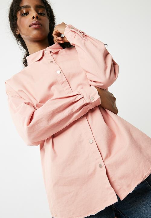 Missguided - Oversized washed denim shirt - pink 