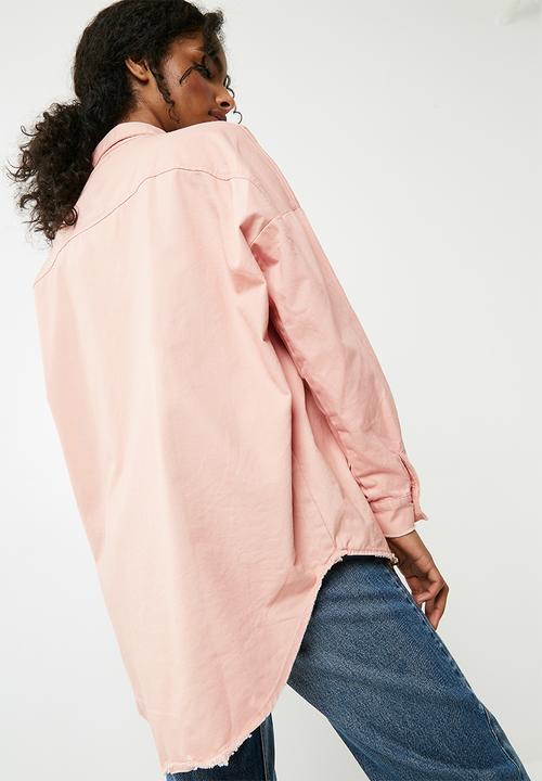 Missguided - Oversized washed denim shirt - pink 