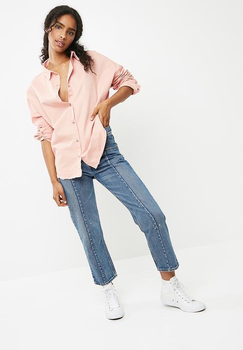 Missguided - Oversized washed denim shirt - pink 