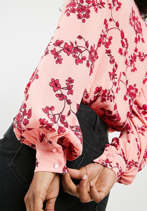 Missguided - Pink floral tie front bodysuit - pink 