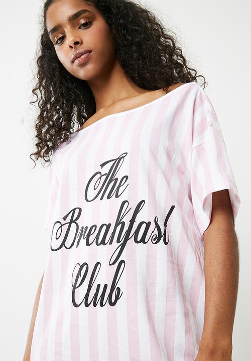 Missguided - The breakfast club night tee - pink