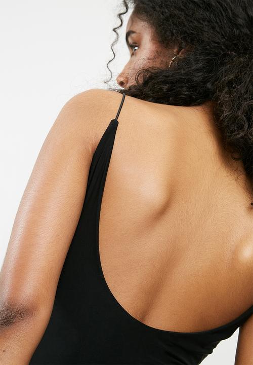 Missguided - Slinky scoop neck bodysuit - black 