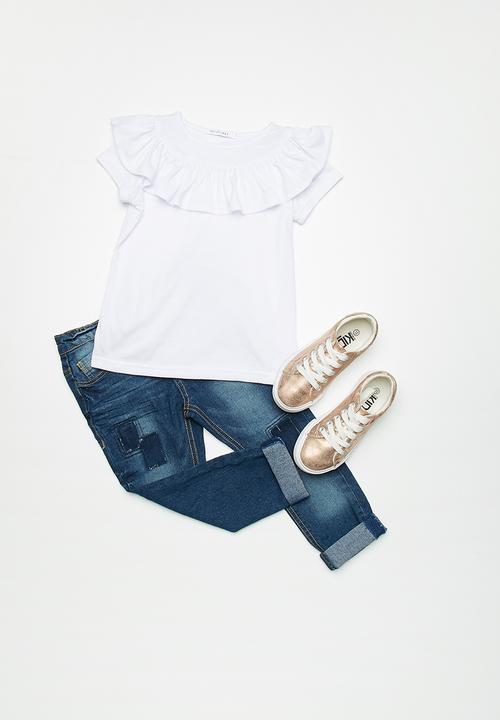 dailyfriday - Kids girls circus ruffle tee - white 