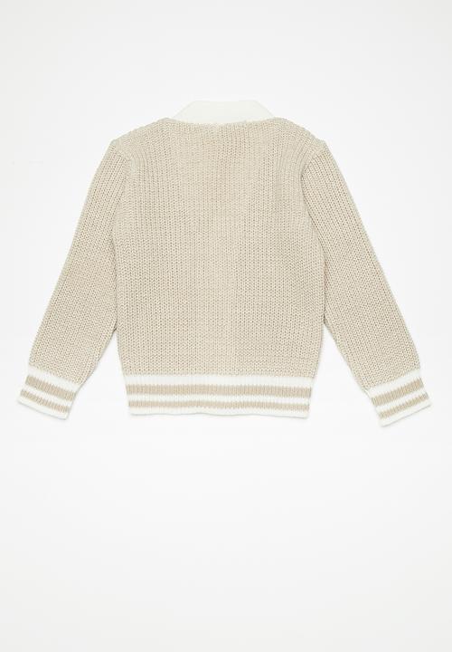 basicthread - Kids boys tipped cardigan - beige