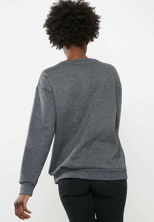 dailyfriday - Long sleeve printed sweat top - charcoal