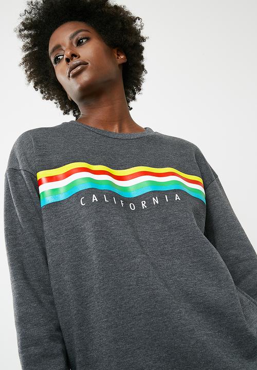 dailyfriday - Long sleeve printed sweat top - charcoal