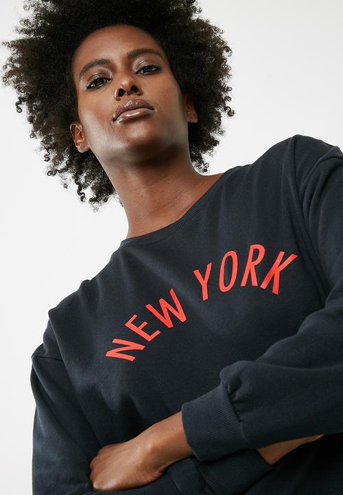 dailyfriday - Long sleeve printed sweat top - black