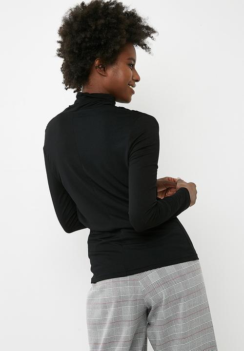 Vero Moda - Glee waterfall longsleeve top - black 