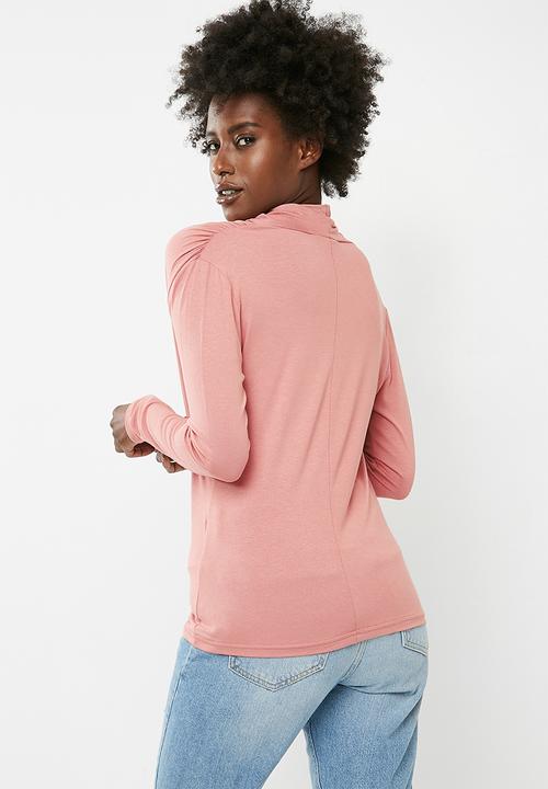 Vero Moda - Glee waterfall longsleeve top - pink 