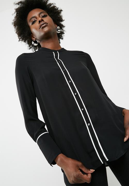 Vero Moda - Dark pipping long sleeve shirt - black 