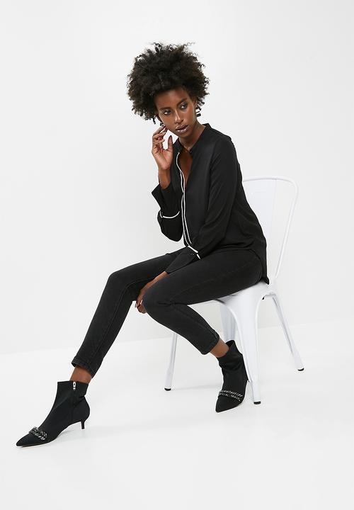 Vero Moda - Dark pipping long sleeve shirt - black 