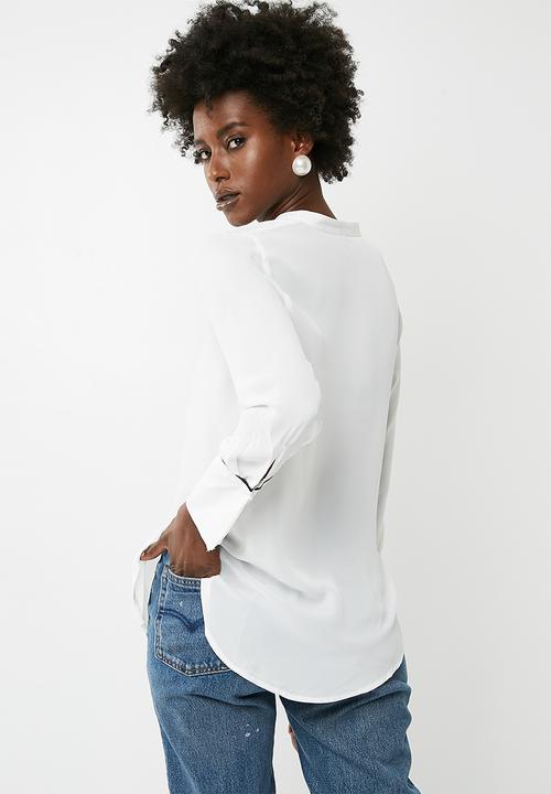 Vero Moda - Dark piping long sleeve shirt - white 