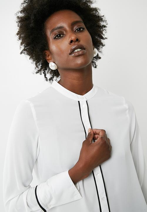 Vero Moda - Dark piping long sleeve shirt - white 