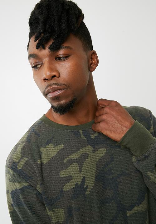 Cotton On - Waffle long sleeve tee - green