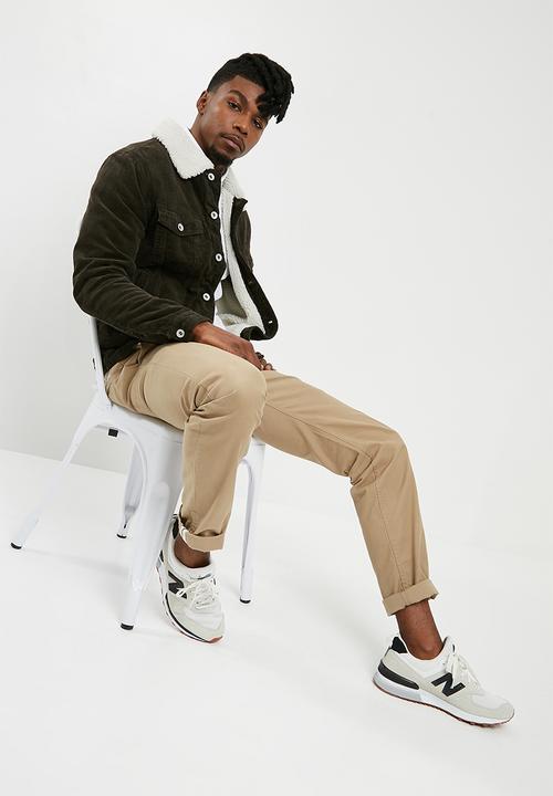 Cotton On - Borg denim corduroy jacket - brown