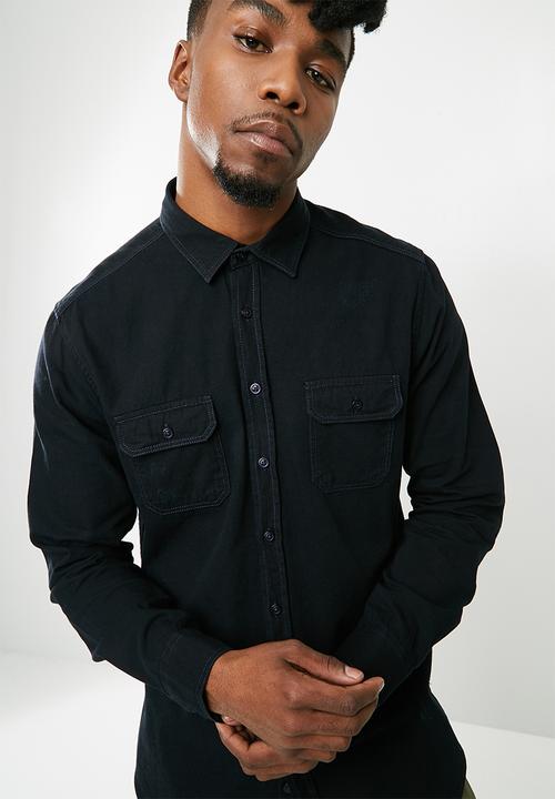 basicthread - Regular ripped denim shirt - black 