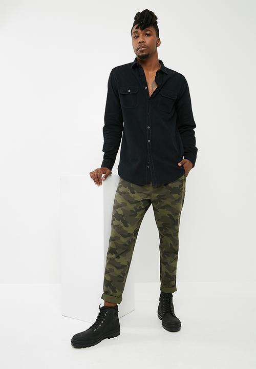 basicthread - Regular ripped denim shirt - black 