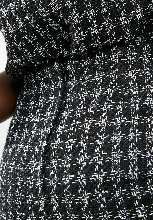 dailyfriday - Check boucle A-line mini skirt - black & white