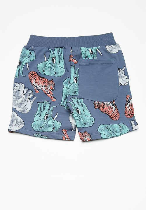 Name It - Animal long sweat shorts - blue 