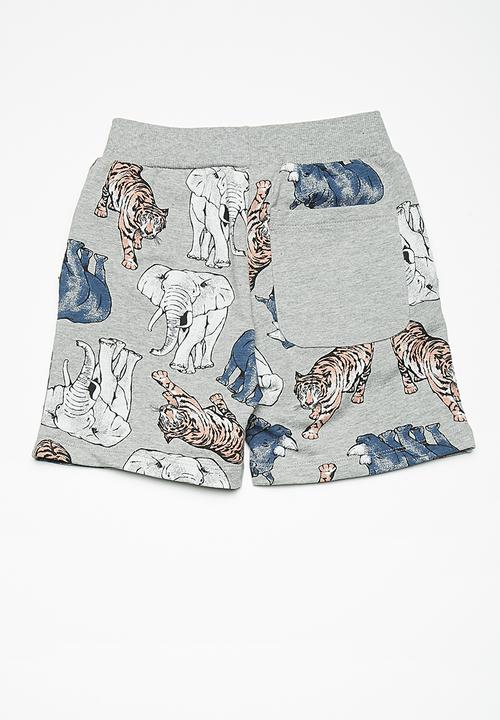 Name It - Animal long sweat shorts - grey 