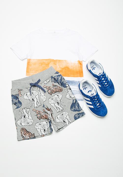 Name It - Animal long sweat shorts - grey 