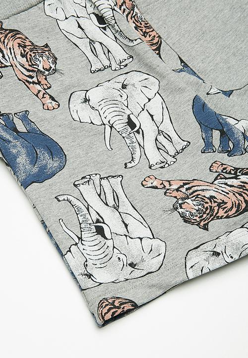 Name It - Animal long sweat shorts - grey 