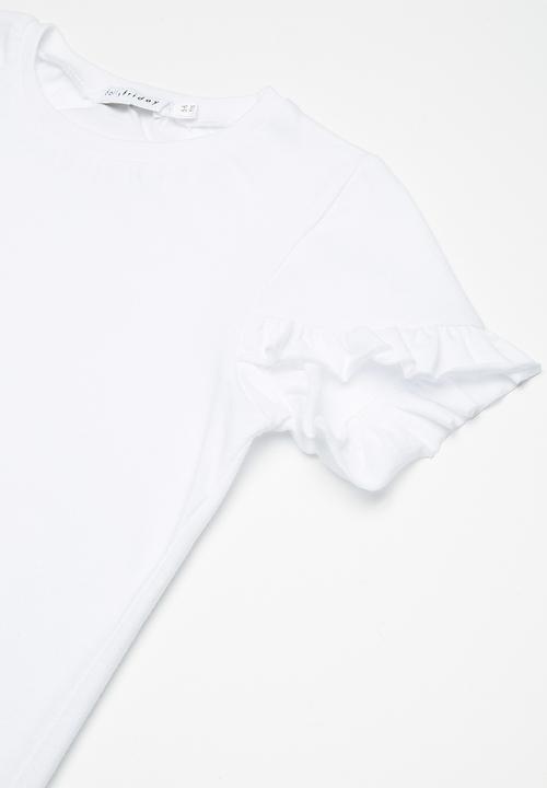 dailyfriday - Kids girls frill sleeve tee - white