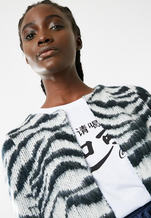 Vero Moda - Zanzana longsleeve open coatigan - black & white