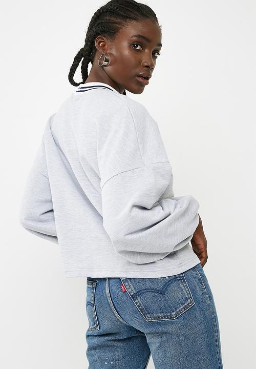 dailyfriday - Balloon sleeve top with rib cuff - grey  