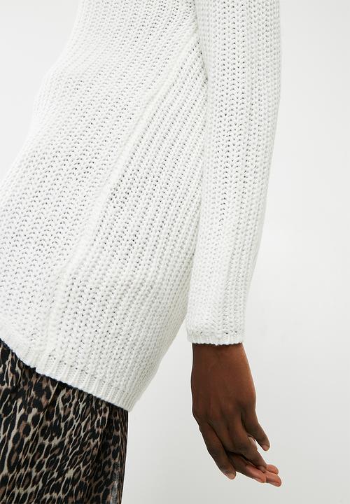 ONLY - Long sleeve highneck pullover knit - white 