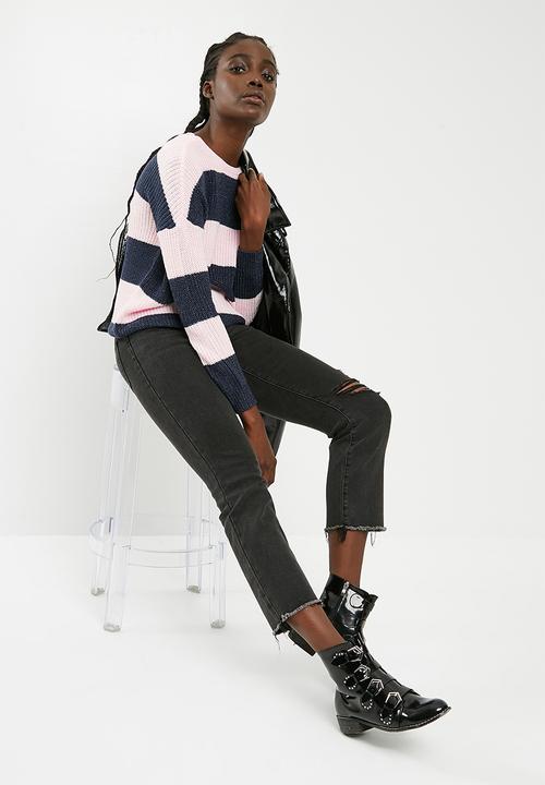 ONLY - Peyton lace up pullover knit - pink & blue 