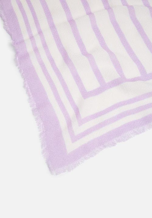 ONLY - Rebecca weaved print scarf - purple & white