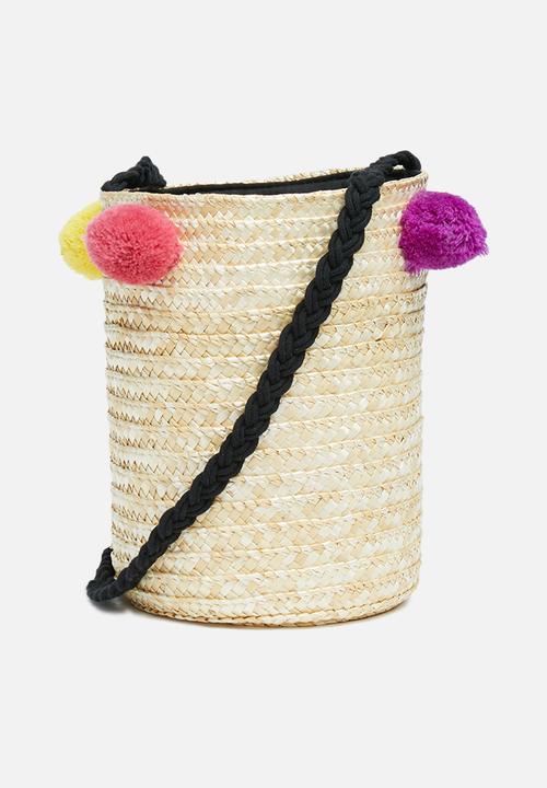 ONLY - Niffa straw round bag - multi