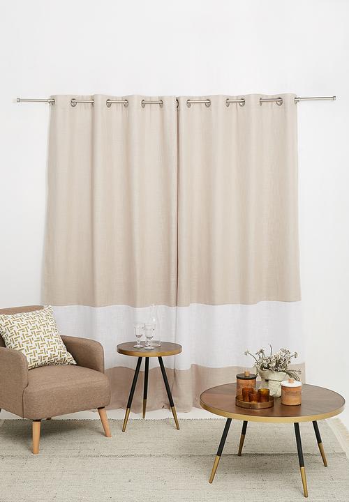 Sixth Floor - Two tone eyelet curtain - natural & white