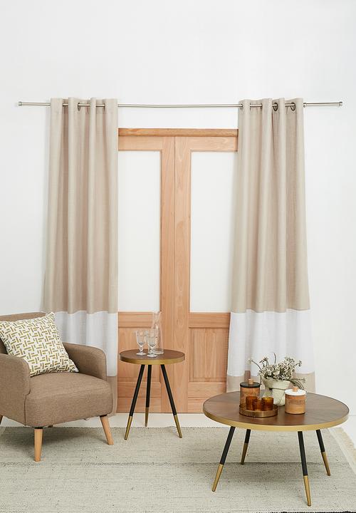 Sixth Floor - Two tone eyelet curtain - natural & white
