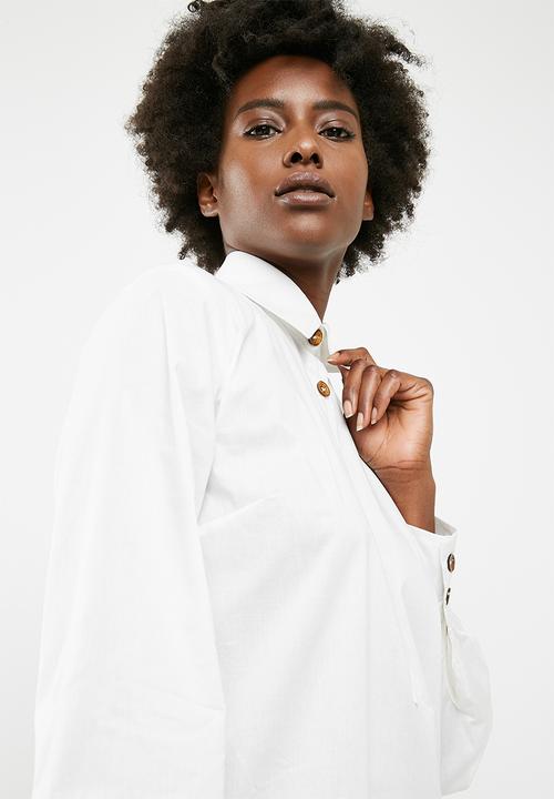 dailyfriday - Short poplin shirt dress - white