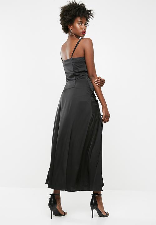 dailyfriday - Maxi lace up slip dress - black