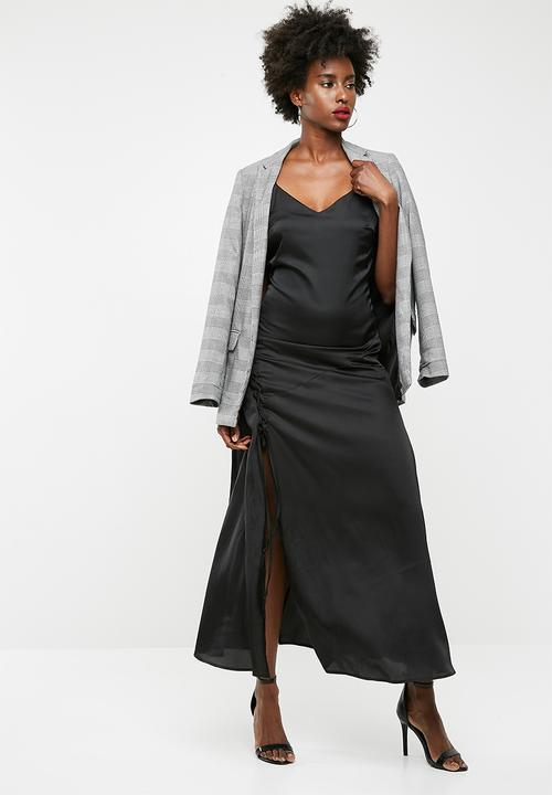 dailyfriday - Maxi lace up slip dress - black
