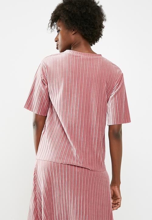 Jacqueline de Yong - Nina short sleeve pleated top - pink 
