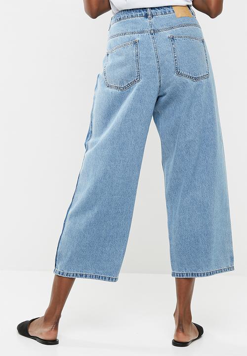 Jacqueline de Yong - Celia high waisted panel cropped jeans - blue 