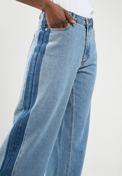 Jacqueline de Yong - Celia high waisted panel cropped jeans - blue 