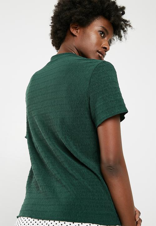 Jacqueline de Yong - Joan short sleeve  highneck top - green 