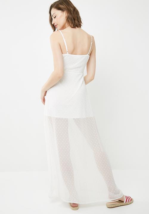 Missguided - Dobby button down maxi dress - white