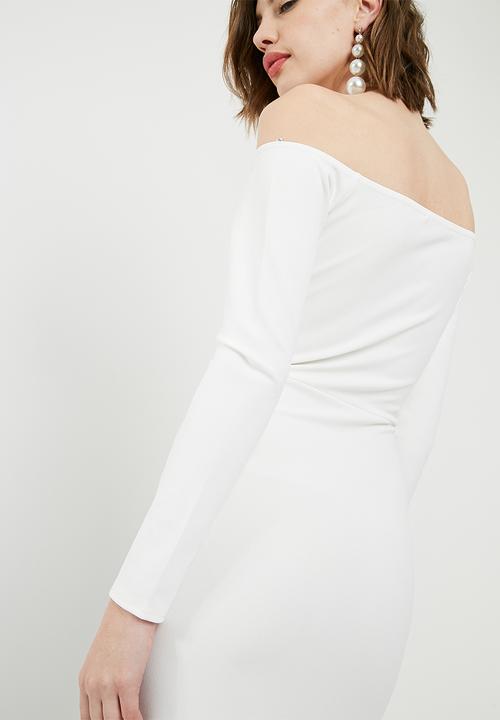 Missguided - Fold over bardot midi dress - white 