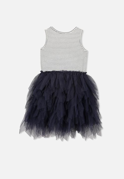 Cotton On - Kids iris tulle dress - grey & black 