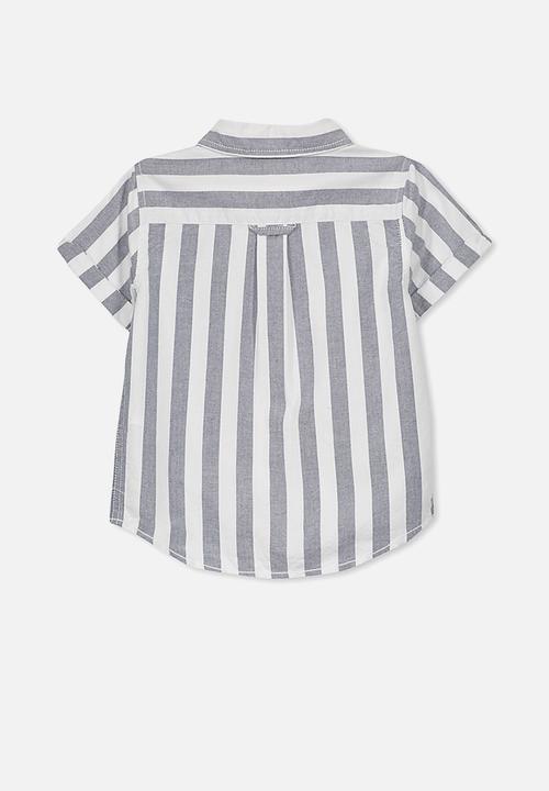 Cotton On - Kids Jackson short sleeve shirt - grey & white