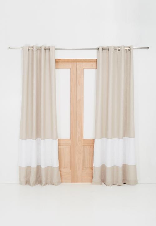Sixth Floor - Two tone eyelet curtain - natural & white