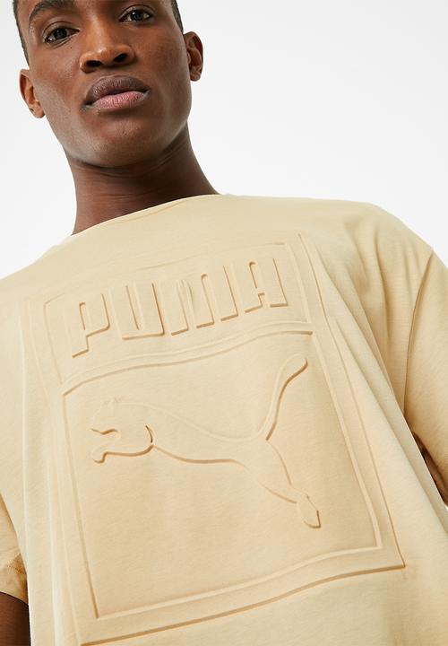 PUMA - Archive embossed print tee - beige